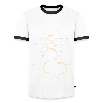 Papitän - Strickmuster - Männer Kontrast-T-Shirt - Weiß/Schwarz - Vorne - AI Model Female 172 light (172cm) & AI Model Male 178 dark (178cm)