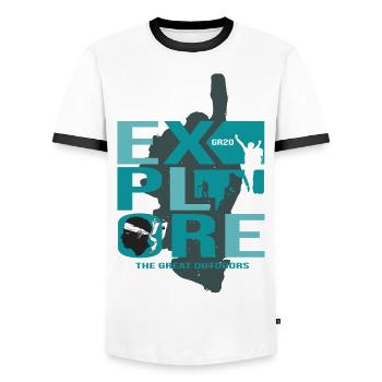 Hiking GR20 Corsica GR 20 gr20 hiker - Men's Ringer Shirt - white/black - Front - AI Model Female 172 light (172cm) & AI Model Male 178 dark (178cm)