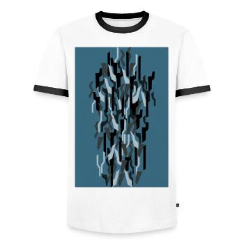 Camouflage Kunst Blau Gaming - Männer Kontrast-T-Shirt - Weiß/Schwarz - Vorne - AI Model Female 172 light (172cm) & AI Model Male 178 dark (178cm)
