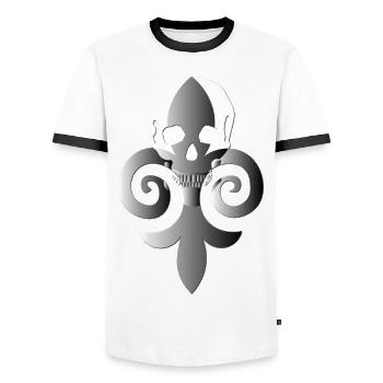 Totenkopf mit Lilie - Männer Kontrast-T-Shirt - Weiß/Schwarz - Vorne - AI Model Female 172 light (172cm) & AI Model Male 178 dark (178cm)