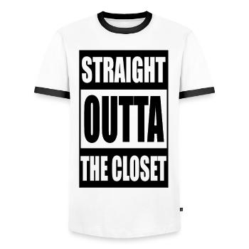 Outta The Closet - Men's Ringer Shirt - white/black - Front - AI Model Female 172 light (172cm) & AI Model Male 178 dark (178cm)