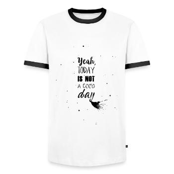 Not a good day - Men's Ringer Shirt - white/black - Front - AI Model Female 172 light (172cm) & AI Model Male 178 dark (178cm)
