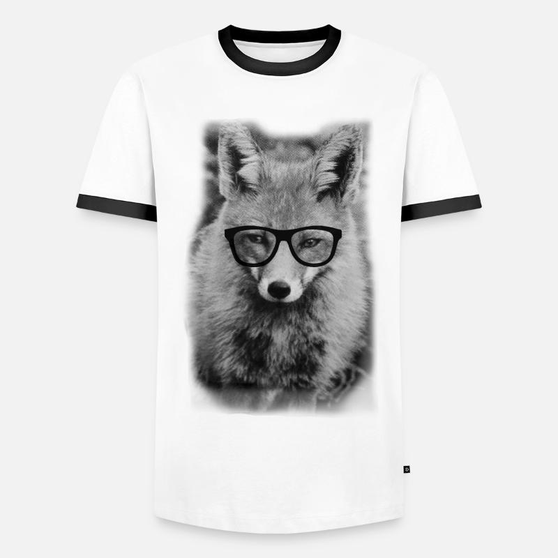 Nerd Fox - Men's Ringer Shirt - white/black