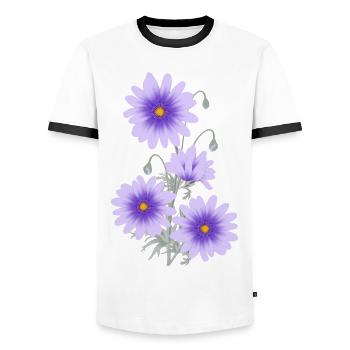Flieder Anemonen - Männer Kontrast-T-Shirt - Weiß/Schwarz - Vorne - AI Model Female 172 light (172cm) & AI Model Male 178 dark (178cm)