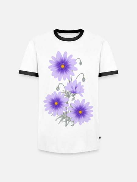 Anémonas Lilas - Camiseta contraste hombre - blanca/negro