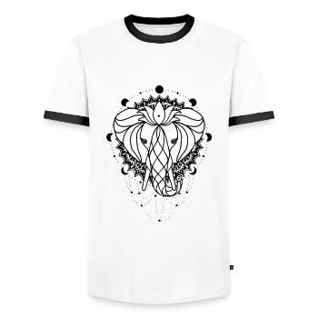 Elephant - power animal - Men's Ringer Shirt - white/black - Front - AI Model Female 172 light (172cm) & AI Model Male 178 dark (178cm)