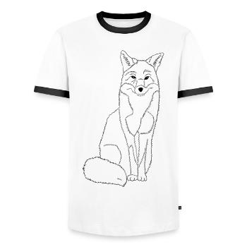 happy fox in black and white - Men's Ringer Shirt - white/black - Front - AI Model Female 172 light (172cm) & AI Model Male 178 dark (178cm)