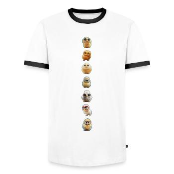 ChickensLong - Männer Kontrast-T-Shirt - Weiß/Schwarz - Vorne - AI Model Female 172 light (172cm) & AI Model Male 178 dark (178cm)