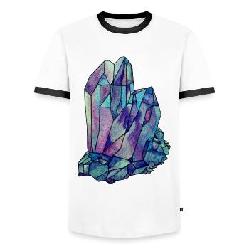 Crystal Gemstone Diamond Jewel blue turquoise purple - Men's Ringer Shirt - white/black - Front - AI Model Female 172 light (172cm) & AI Model Male 178 dark (178cm)