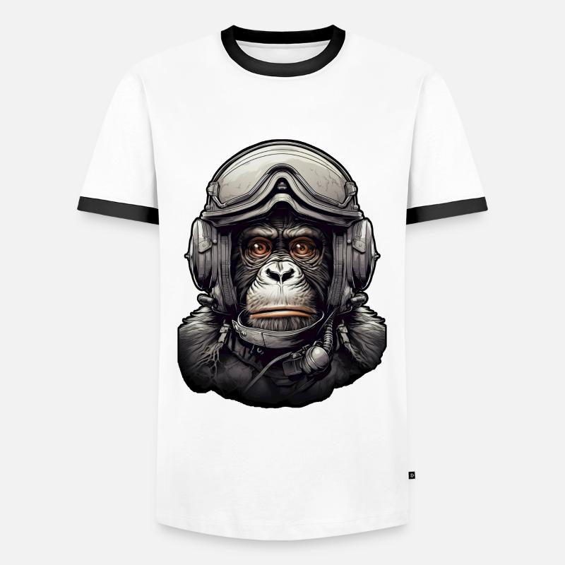Pilot Monkey Digital Art - Men's Ringer Shirt - white/black