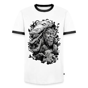 Monsters digital artwork cartoon, zombi, black - T-shirt contrasté Homme - blanc/noir - Devant - AI Model Female 172 light (172cm) & AI Model Male 178 dark (178cm)