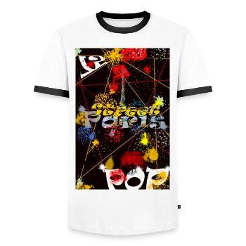 Paris Graf Street Art - T-shirt contrasté Homme - blanc/noir - Devant - AI Model Female 172 light (172cm) & AI Model Male 178 dark (178cm)