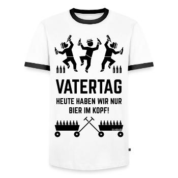 Vatertag – Bier Im Kopf (2 Bollerwagen / Black) - Männer Kontrast-T-Shirt - Weiß/Schwarz - Vorne - AI Model Female 172 light (172cm) & AI Model Male 178 dark (178cm)