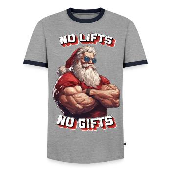 Krasser Santa - No Lifts no Gifts - Männer Kontrast-T-Shirt - Grau/Navy  - Vorne - AI Model Female 172 light (172cm) & AI Model Male 178 light (178cm)