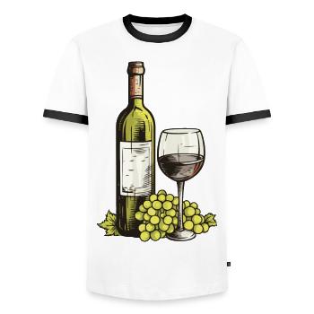 Verre à vin VinRaisins Vin - T-shirt contrasté Homme - blanc/noir - Devant - AI Model Female 172 light (172cm) & AI Model Male 178 dark (178cm)