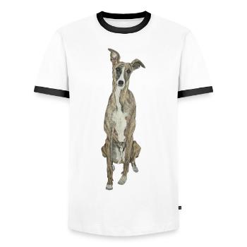Windhund Greyhound Hundeliebe Hundesport Doglove - Männer Kontrast-T-Shirt - Weiß/Schwarz - Vorne - AI Model Female 172 light (172cm) & AI Model Male 178 dark (178cm)