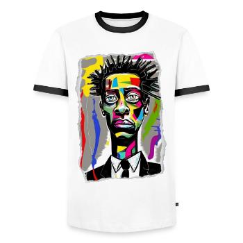 Lebendiges Stadtporträt - Männer Kontrast-T-Shirt - Weiß/Schwarz - Vorne - AI Model Female 172 light (172cm) & AI Model Male 178 dark (178cm)