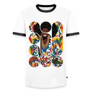 Beauté Afro Colorée - T-shirt contrasté Homme - blanc/noir - Devant - AI Model Female 172 light (172cm) & AI Model Male 178 dark (178cm)