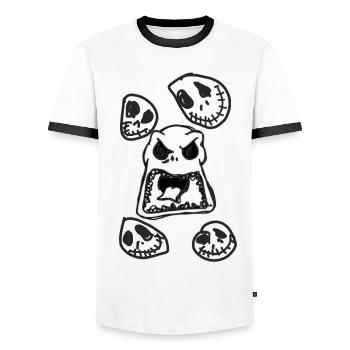 Monster, halloween, skellington,illustration - Men's Ringer Shirt - white/black - Front - AI Model Female 172 light (172cm) & AI Model Male 178 dark (178cm)