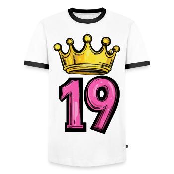 19 Couronne de chiffres - T-shirt contrasté Homme - blanc/noir - Devant - AI Model Female 172 light (172cm) & AI Model Male 178 dark (178cm)