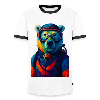WPAP Stil Tiere - Eisbär im Taucheranzug Atemgerät - Männer Kontrast-T-Shirt - Weiß/Schwarz - Vorne - AI Model Female 172 light (172cm) & AI Model Male 178 dark (178cm)