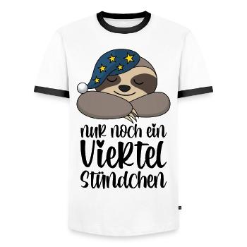 Faultier Nur Noch Ein Viertel Stündchen Geschenk - Männer Kontrast-T-Shirt - Weiß/Schwarz - Vorne - AI Model Female 172 light (172cm) & AI Model Male 178 dark (178cm)