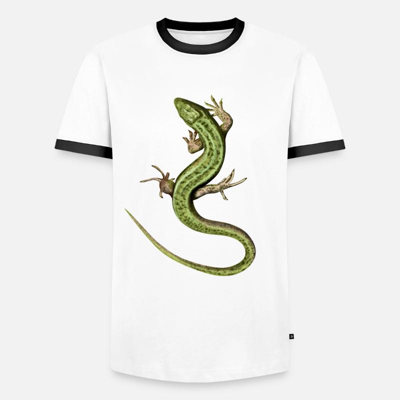 Eidechse - Männer Kontrast-T-Shirt - Weiß/Schwarz