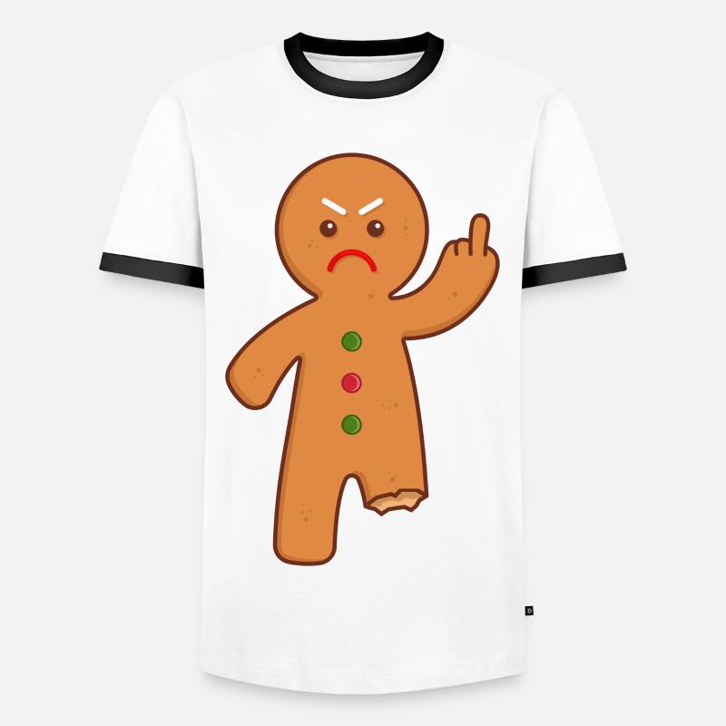 Lebkuchenmann - Männer Kontrast-T-Shirt - Weiß/Schwarz