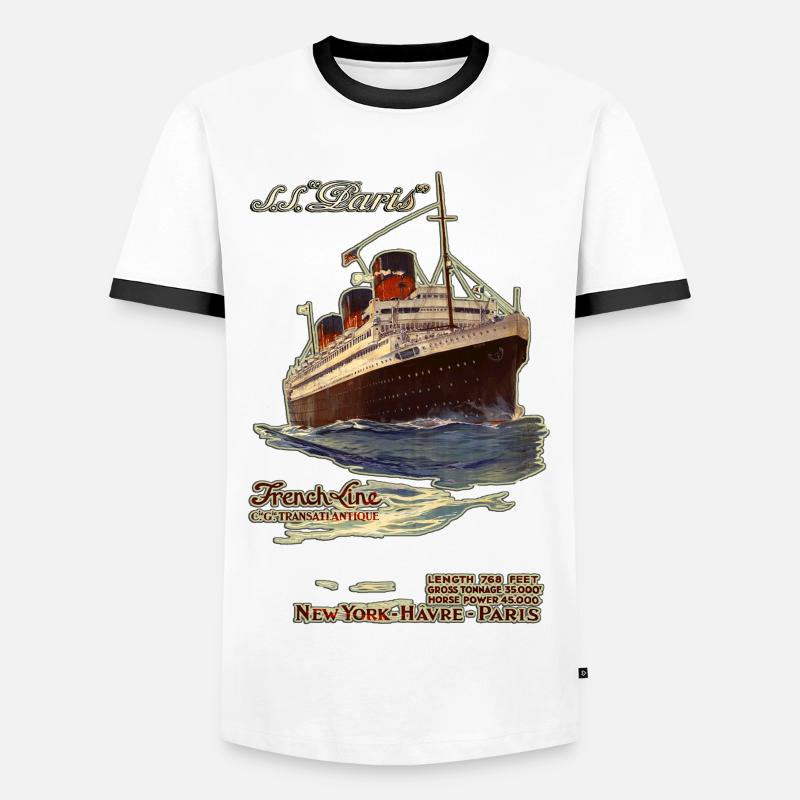 TRANSATLANTIC PARIS - Men's Ringer Shirt - white/black