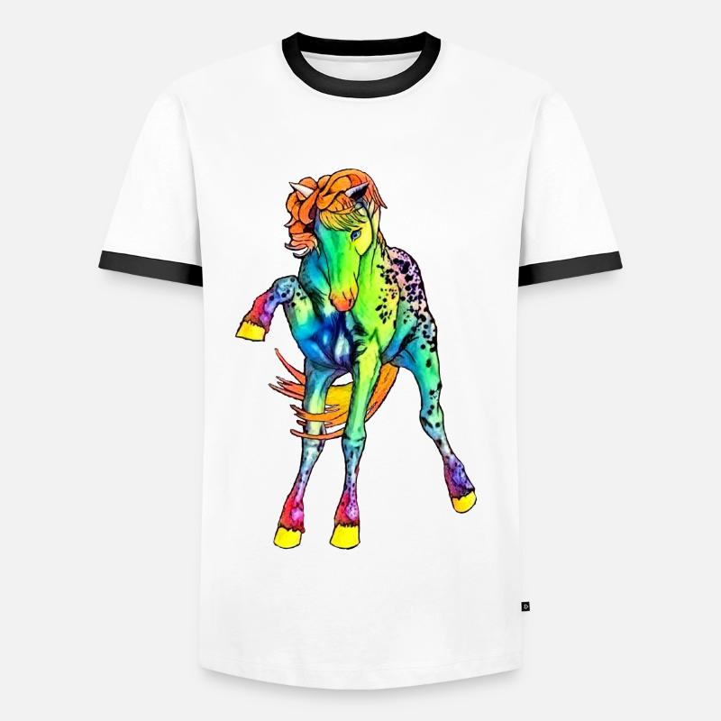 neon Pferd - Männer Kontrast-T-Shirt - Weiß/Schwarz