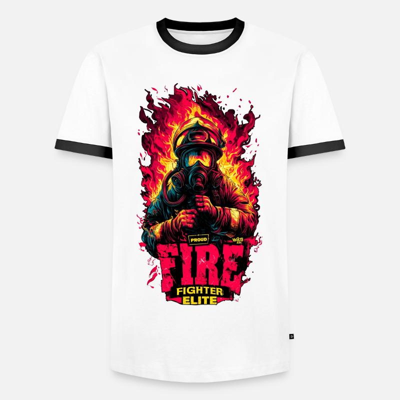 Fire Fighter Elite - Men's Ringer Shirt - white/black