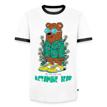 Ketamine Bear - Men's Ringer Shirt - white/black - Front - AI Model Female 172 light (172cm) & AI Model Male 178 dark (178cm)