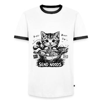Send Noods Ramen Katze Kanagawa - Männer Kontrast-T-Shirt - Weiß/Schwarz - Vorne - AI Model Female 172 light (172cm) & AI Model Male 178 dark (178cm)