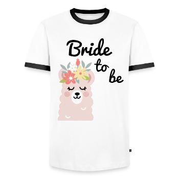 Mariée pour être mariée Alpaga Lama Alpaka JGA Party - T-shirt contrasté Homme - blanc/noir - Devant - AI Model Female 172 light (172cm) & AI Model Male 178 dark (178cm)