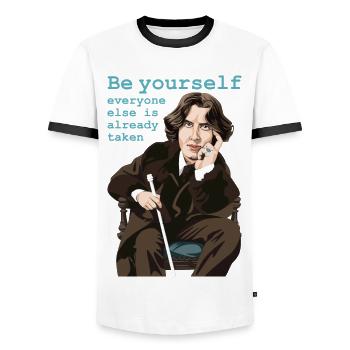 Oscar Wilde - Men's Ringer Shirt - white/black - Front - AI Model Female 172 light (172cm) & AI Model Male 178 dark (178cm)