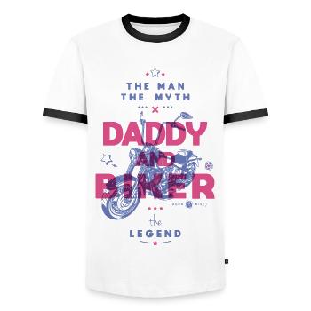 Papa und Biker der Mann der Mythos die Legende - Männer Kontrast-T-Shirt - Weiß/Schwarz - Vorne - AI Model Female 172 light (172cm) & AI Model Male 178 dark (178cm)