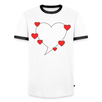 Speech bubble with hearts - Men's Ringer Shirt - white/black - Front - AI Model Female 172 light (172cm) & AI Model Male 178 dark (178cm)