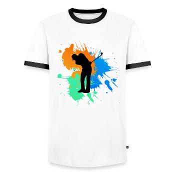 golf - Men's Ringer Shirt - white/black - Front - AI Model Female 172 light (172cm) & AI Model Male 178 dark (178cm)