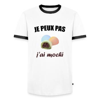 Je peux pas j'ai mochi - T-shirt contrasté Homme - blanc/noir - Devant - AI Model Female 172 light (172cm) & AI Model Male 178 dark (178cm)