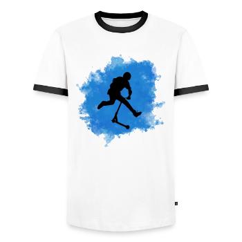 Freestyle-Roller - Männer Kontrast-T-Shirt - Weiß/Schwarz - Vorne - AI Model Female 172 light (172cm) & AI Model Male 178 dark (178cm)