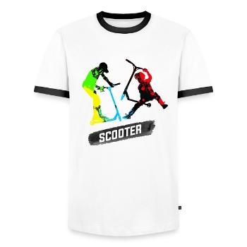 freestyle scooter - Men's Ringer Shirt - white/black - Front - AI Model Female 172 light (172cm) & AI Model Male 178 dark (178cm)