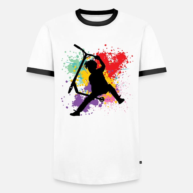 Freestyle-Roller - Männer Kontrast-T-Shirt - Weiß/Schwarz