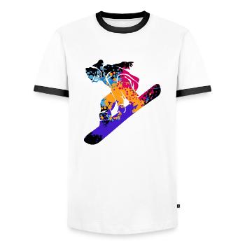Snowboard - T-shirt contrasté Homme - blanc/noir - Devant - AI Model Female 172 light (172cm) & AI Model Male 178 dark (178cm)
