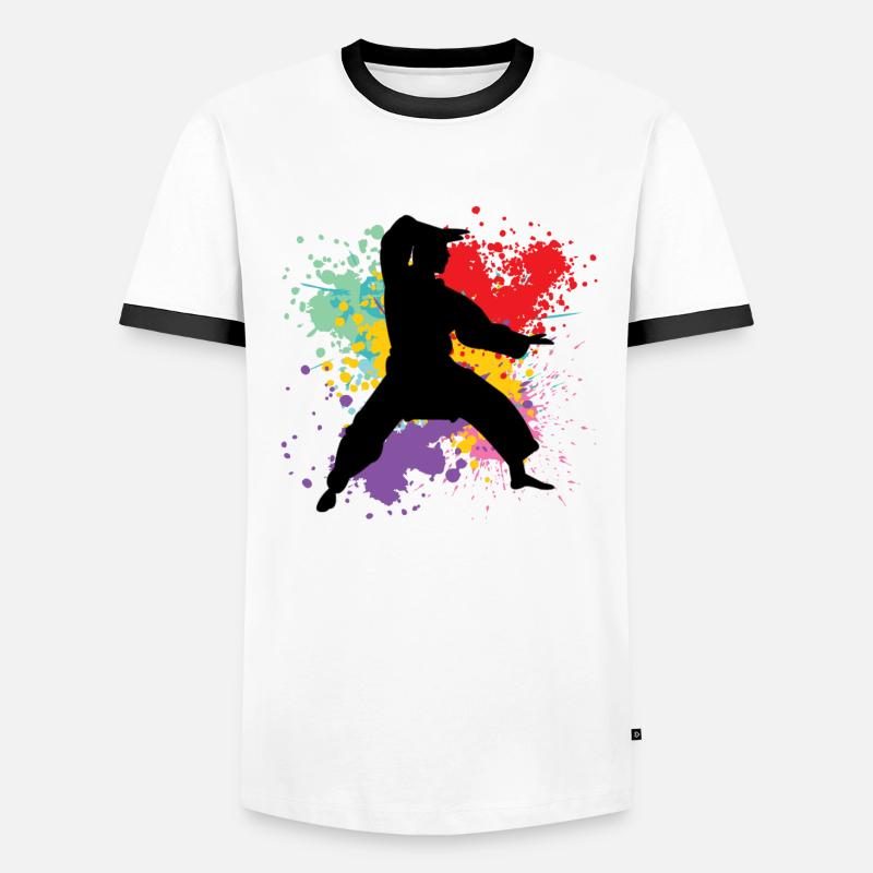 Karate - Männer Kontrast-T-Shirt - Weiß/Schwarz