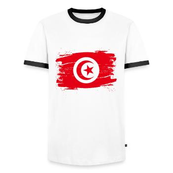 Tunisia - Men's Ringer Shirt - white/black - Front - AI Model Female 172 light (172cm) & AI Model Male 178 dark (178cm)