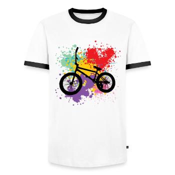 Bmx - Men's Ringer Shirt - white/black - Front - AI Model Female 172 light (172cm) & AI Model Male 178 dark (178cm)