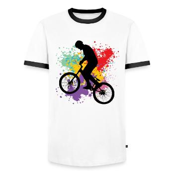 BMX - Men's Ringer Shirt - white/black - Front - AI Model Female 172 light (172cm) & AI Model Male 178 dark (178cm)