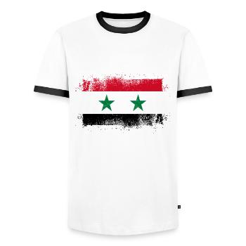 Syrien - Männer Kontrast-T-Shirt - Weiß/Schwarz - Vorne - AI Model Female 172 light (172cm) & AI Model Male 178 dark (178cm)