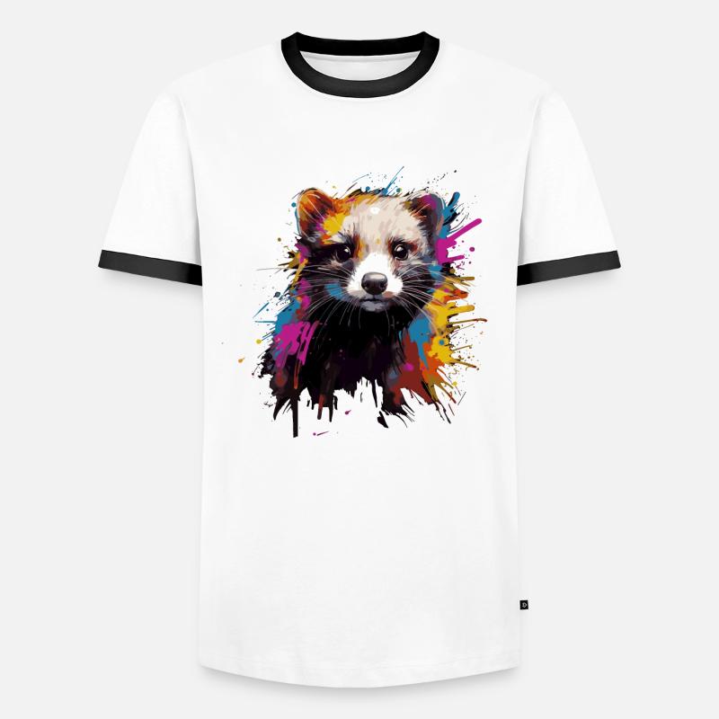 Frettchen - Männer Kontrast-T-Shirt - Weiß/Schwarz