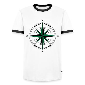 COMPAS WIND ROSE T-SHIRT RANDONNÉE SAILER - T-shirt contrasté Homme - blanc/noir - Devant - AI Model Female 172 light (172cm) & AI Model Male 178 dark (178cm)